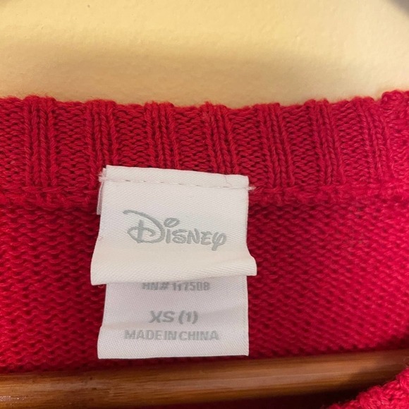 Vintage Disney Mickey Mouse Christmas Sweater XS Red Velour 90s Y2K Holiday - Picture 4 of 4